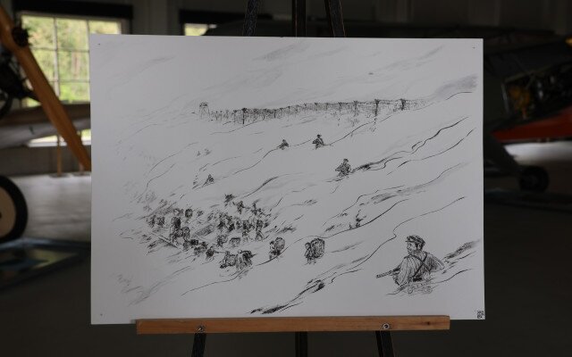 Tisk skici z příběhu Imricha Gablecha na plátno