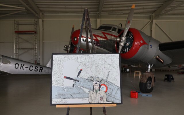 Tisk skici z příběhu Františka Peřiny na plátno